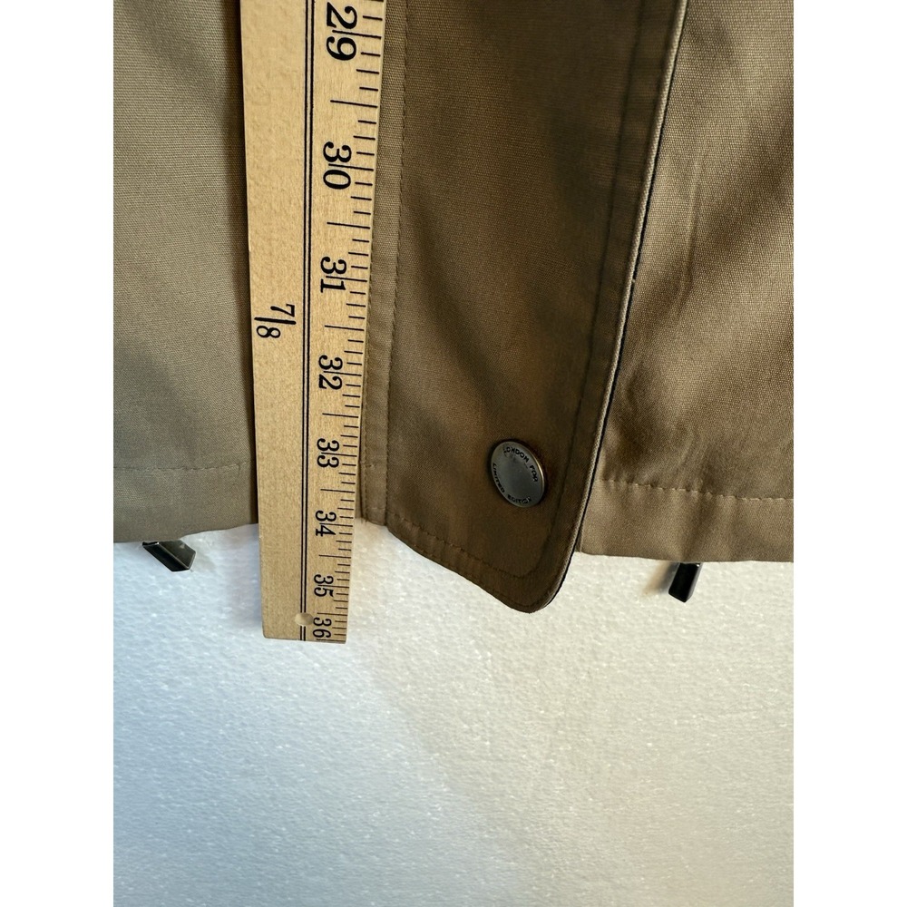 London Fog Limited Edition Jacket Womens M Tan Khaki Hooded Full Zip Coat Button - Picture 8 of 9